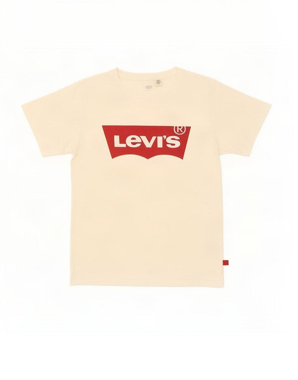 Levi's Womens Graphic T-Shirt Top UK 14 Medium Off White Cotton