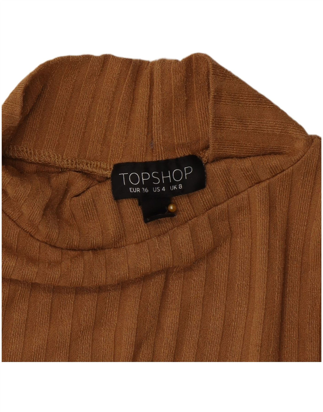 Topshop Γυναικείο Crop Top Μακρυμάνικο UK 8 Μικρό Καφέ