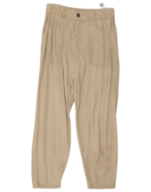 Zara γυναικείο κωνικό κομμένο παντελόνι Small W26 L24 Beige λινό