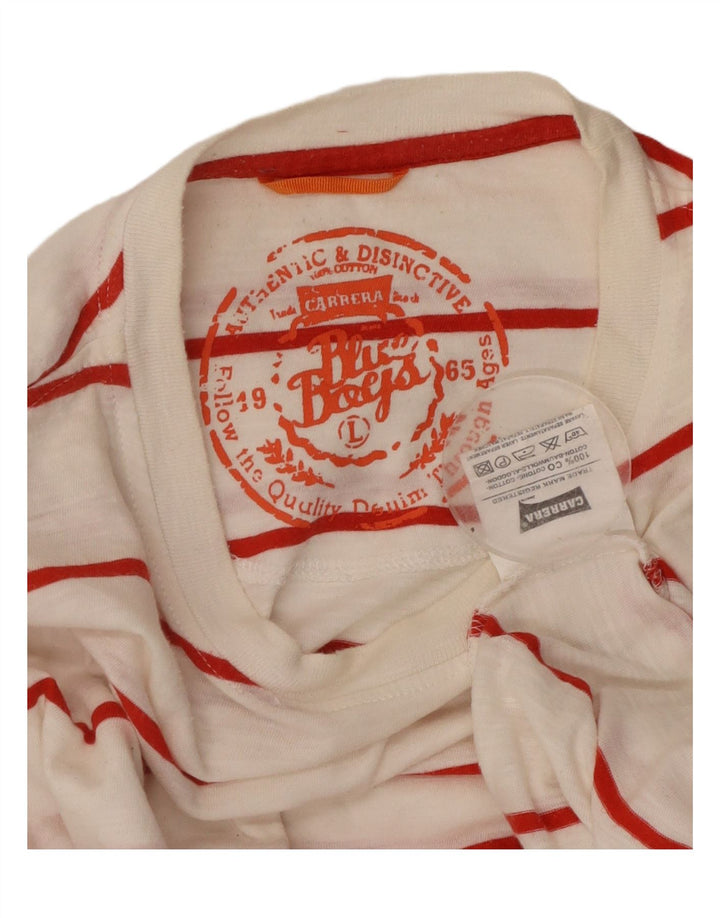 CARRERA Ανδρικό T-Shirt Top Large White ριγέ βαμβακερό