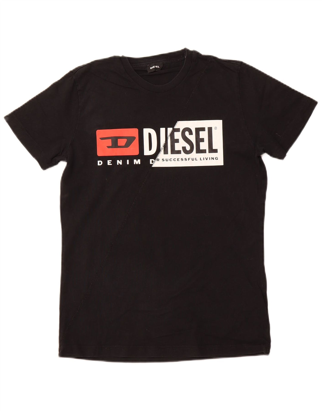 Ανδρικό γραφικό T-Shirt DIESEL Top Μικρό μαύρο βαμβακερό