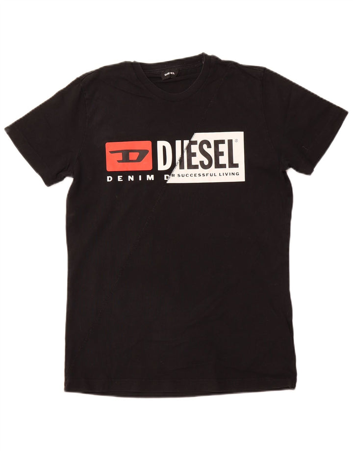 Ανδρικό γραφικό T-Shirt DIESEL Top Μικρό μαύρο βαμβακερό