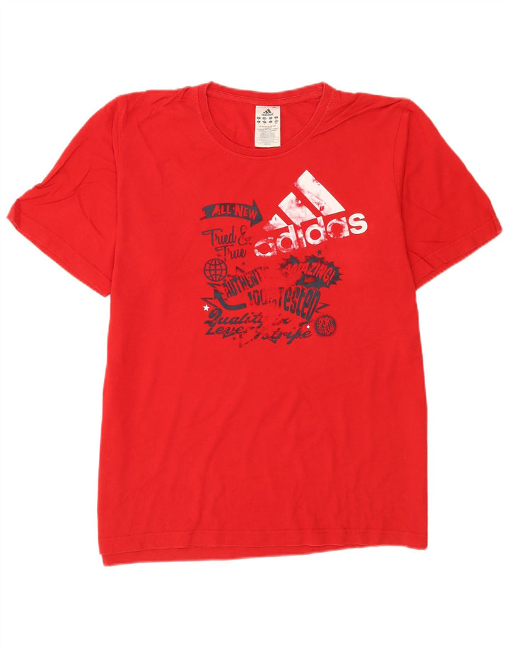 Ανδρικό γραφικό T-Shirt Adidas Top Μεσαίο κόκκινο βαμβακερό