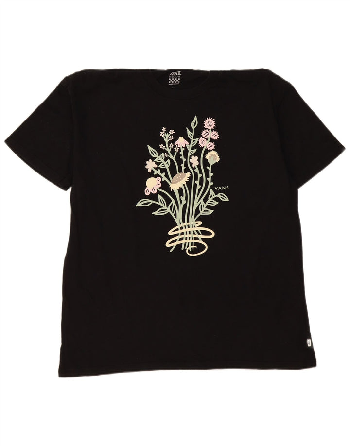 Ανδρικό γραφικό T-Shirt Vans Top Μεσαίο Μαύρο Floral Βαμβακερό