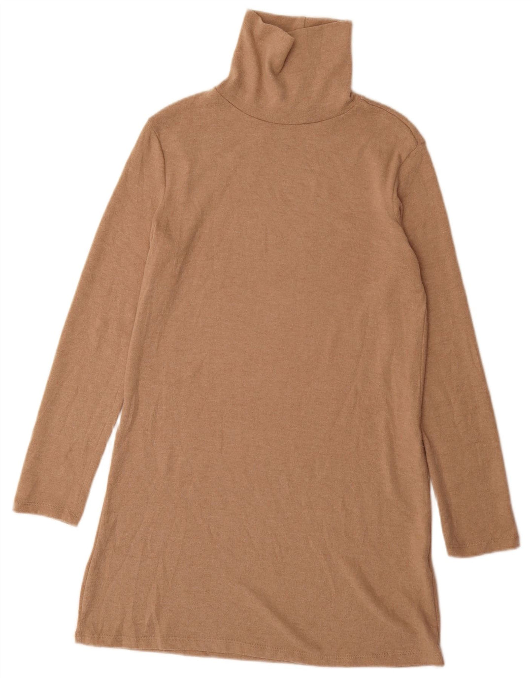 Zara Γυναικείο φόρεμα με ρολό λαιμόκοψη UK 8 Small Brown Polyester