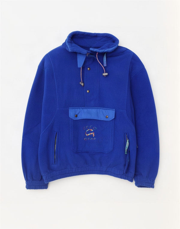 Vintage ανδρικό γραφικό Anorak Fleece Jumper XL Blue
