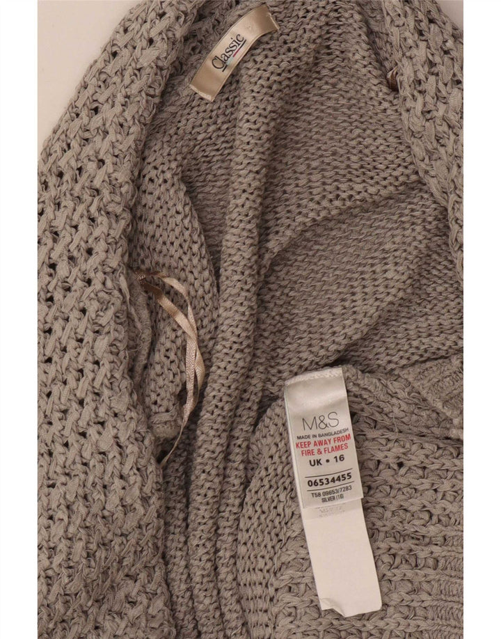 Marks & Spencer Γυναικεία Κλασική Ανοιχτή Ζακέτα UK 16 Large Grey