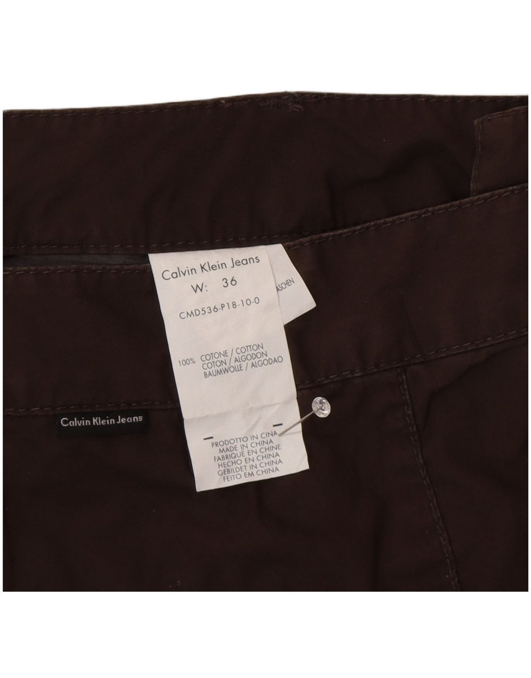 Ανδρικό σορτς Chino Calvin Klein W36 μεγάλο καφέ βαμβακερό