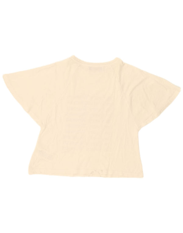 Trussardi Jeans Γυναικείο υπερμεγέθη γραφικό T-shirt Top UK 6 XS Off White