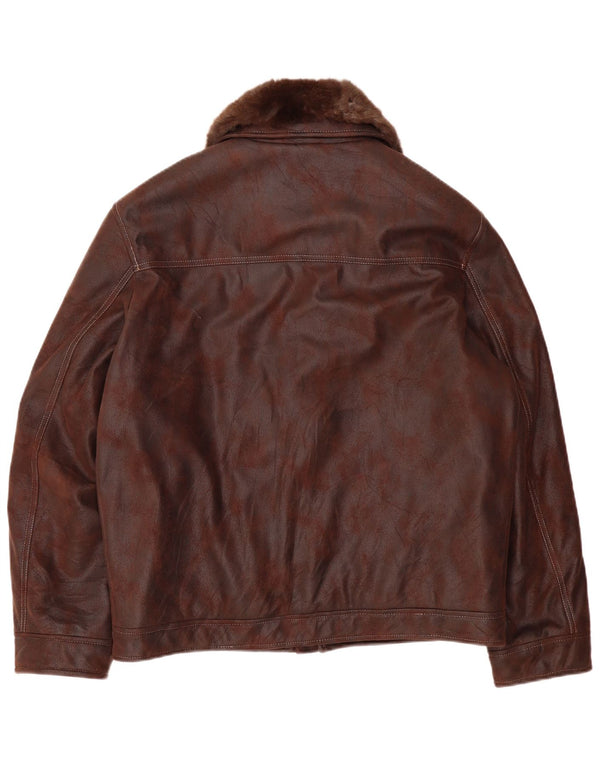 Porto Di Panama Ανδρικό δερμάτινο μπουφάν Bomber IT 50 Large Brown Polyester