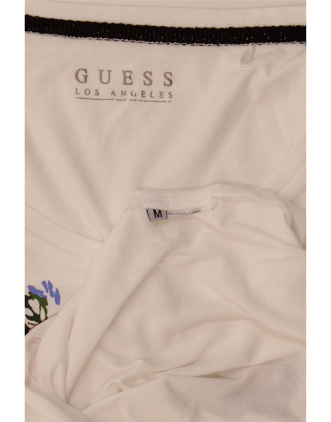 Γυναικείο γραφικό μπλουζάκι Guess Top UK 12 Medium White