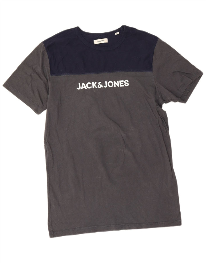 Ανδρικό γραφικό μπλουζάκι Jack & Jones Τοπ μεσαίου γκρι χρώματος βαμβακερό