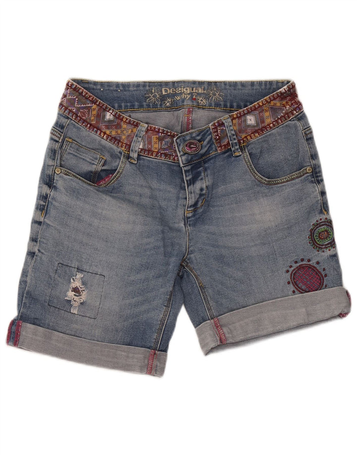 Desigual Γυναικείο Distressed τζιν σορτς W32 μεγάλο μπλε γεωμετρικό