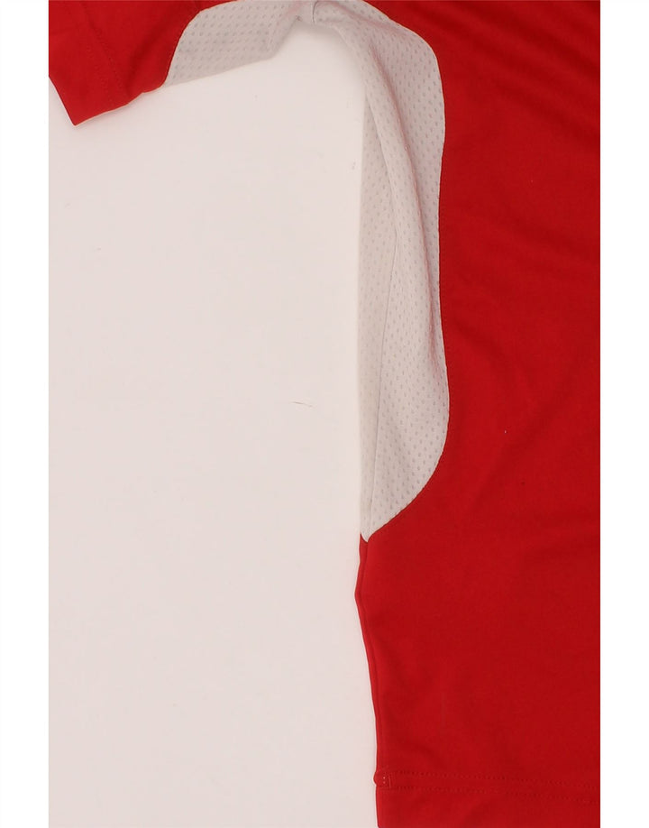 ADIDAS Boys T-shirt Top 11-12 Years Red Colourblock Polyester