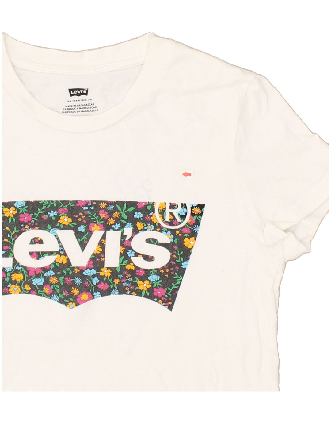 LEVI'S Womens Graphic T-Shirt Top UK 6 XS White | Vintage Levi's | Thrift | Second-Hand Levi's | Used Clothing | Messina Hembry 