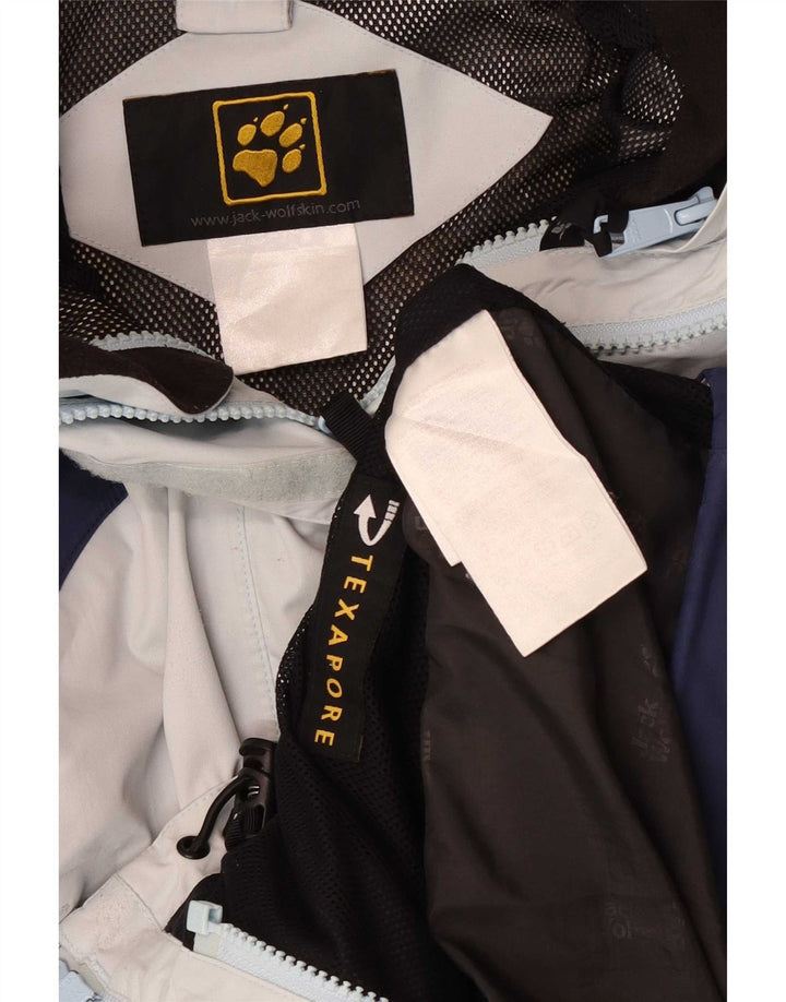 Jack Wolfskin Γυναικείο μπουφάν βροχής με κουκούλα UK 14 Medium Blue Colourblock