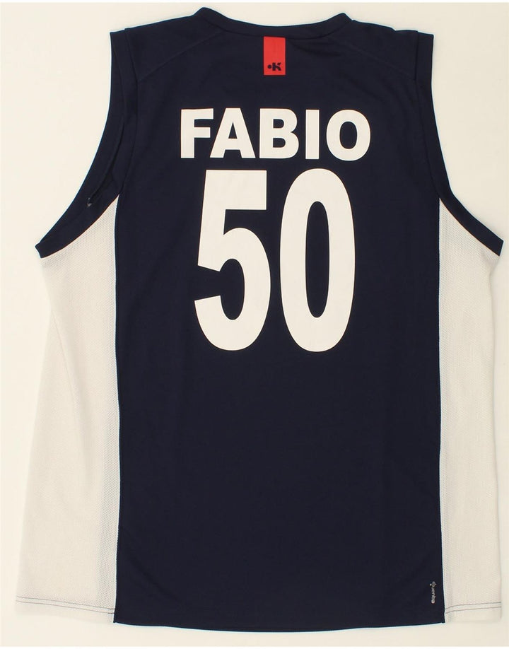 VINTAGE Mens Graphic Vest Top 2XL Navy Blue Colourblock Polyester Vintage Vintage and Second-Hand Vintage from Messina Hembry 