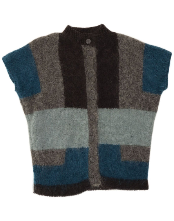 Vintage γυναικείο κοντομάνικο πουλόβερ ζακέτα UK 22 3XL γκρι χρώμα