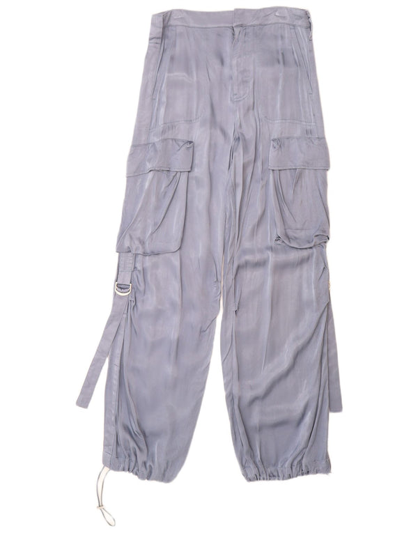 ZARA Γυναικείο ίσιο παντελόνι Cargo XS W24 L30 Μπλε βισκόζη