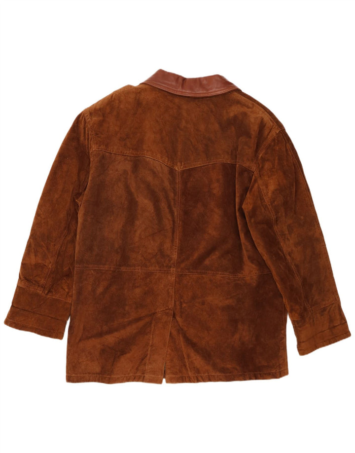 Vintage Ανδρικό Loose Fit Suede Jacket IT 46 Small Brown Δερμάτινο