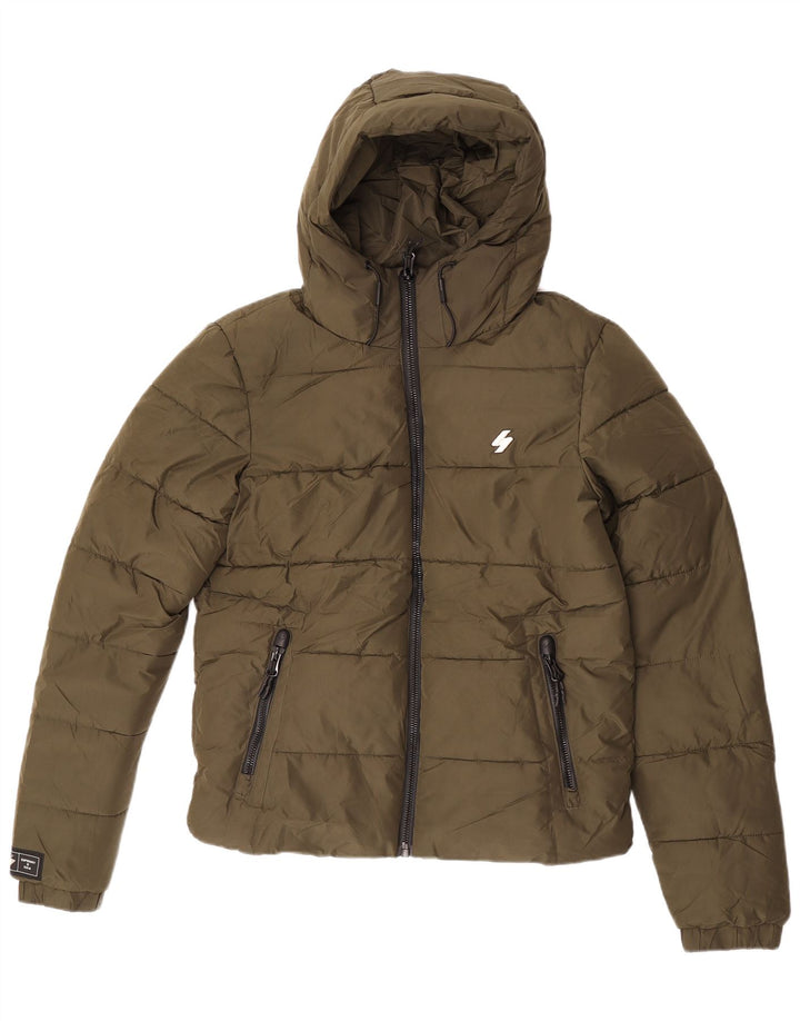 Superdry Ανδρικό μπουφάν με κουκούλα UK 36 Small Khaki Polyester