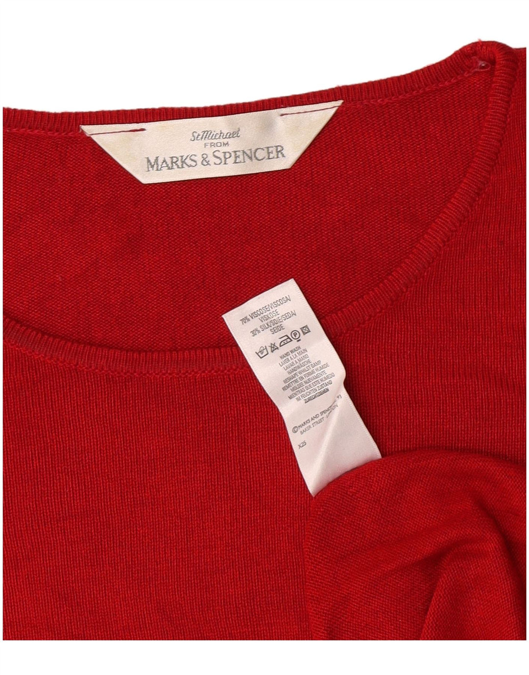 Marks & Spencer Γυναικείο T-Shirt Top UK 14 μεγάλη κόκκινη βισκόζη