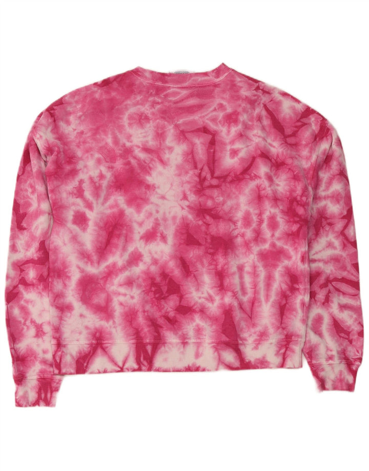 Champion Womens Oversized Φούτερ Jumper UK 14 Medium Pink Tie Dye