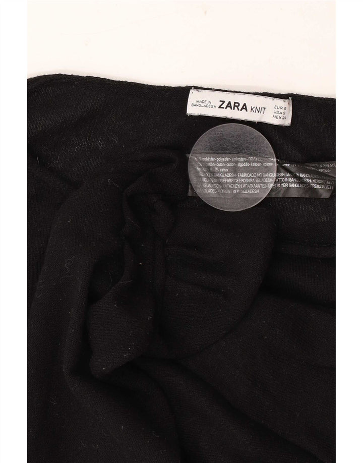 Zara Γυναικείο πουλόβερ με λαιμόκαυμα μεγάλου μεγέθους UK 10 Small Black Polyester