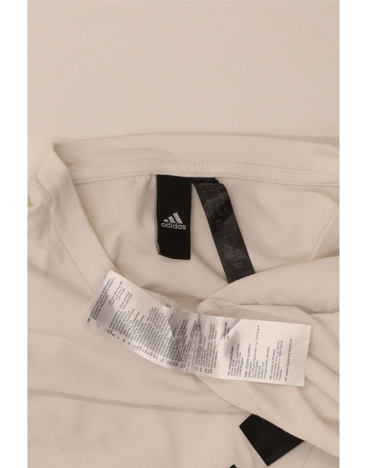 Γυναικείο γραφικό μπλουζάκι ADIDAS Top UK 16/18 μεγάλο λευκό βαμβακερό