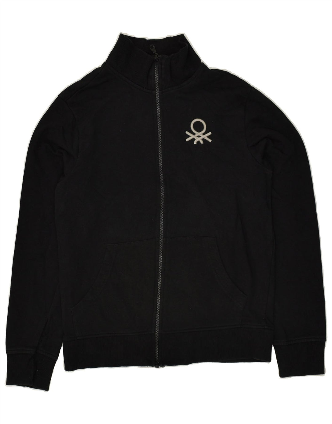 BENETTON Boys Tracksuit Top Jacket 13-14 Years 3XL Black Cotton | Vintage Benetton | Thrift | Second-Hand Benetton | Used Clothing | Messina Hembry 