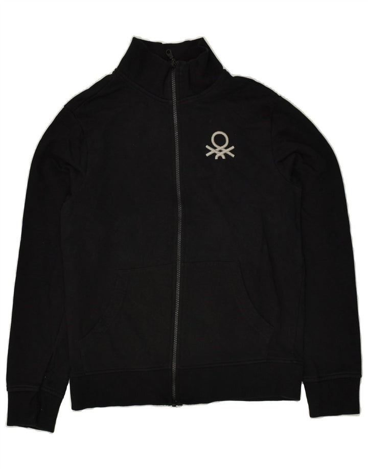 BENETTON Boys Tracksuit Top Jacket 13-14 Years 3XL Black Cotton | Vintage Benetton | Thrift | Second-Hand Benetton | Used Clothing | Messina Hembry 