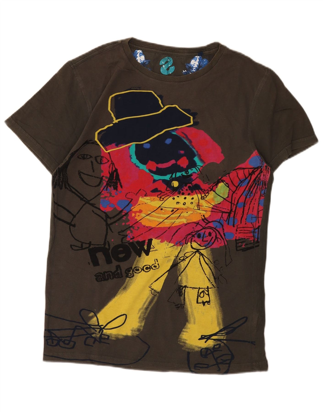 Ανδρικό γραφικό T-Shirt Desigual Top Βαμβακερό μεσαίο καφέ