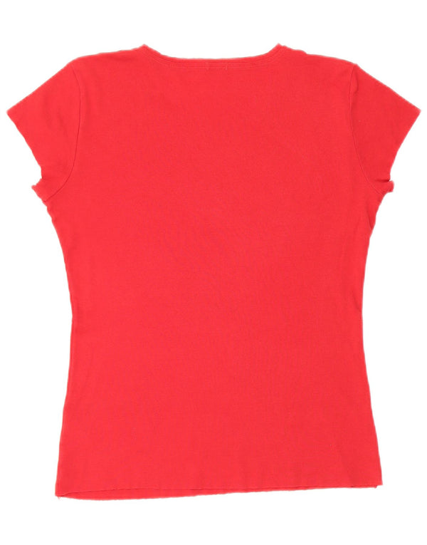 Γυναικείο γραφικό μπλουζάκι Benetton Top UK 14 Μεσαίο κόκκινο βαμβακερό