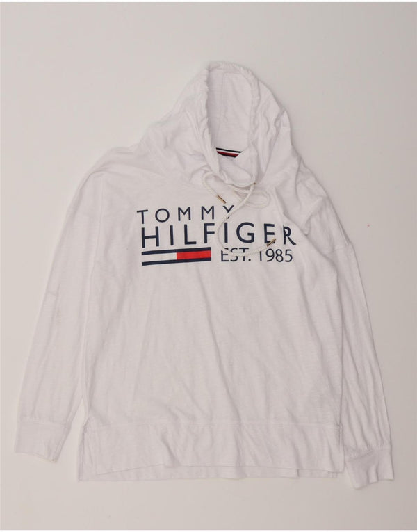 TOMMY HILFIGER Γυναικείο υπερμεγέθη γραφικό μακρυμάνικο UK 10 Small White