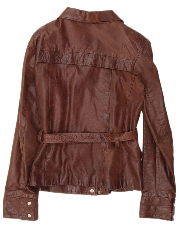 Lavorazione Artigianale Γυναικείο Δερμάτινο Μπουφάν UK 10 Small Brown