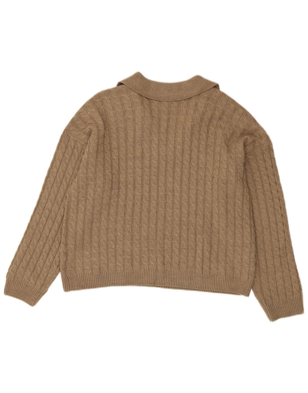 Crew Clothing Γυναικείο πουλόβερ με λαιμό πόλο UK 16 Μεγάλο μπεζ ακρυλικό