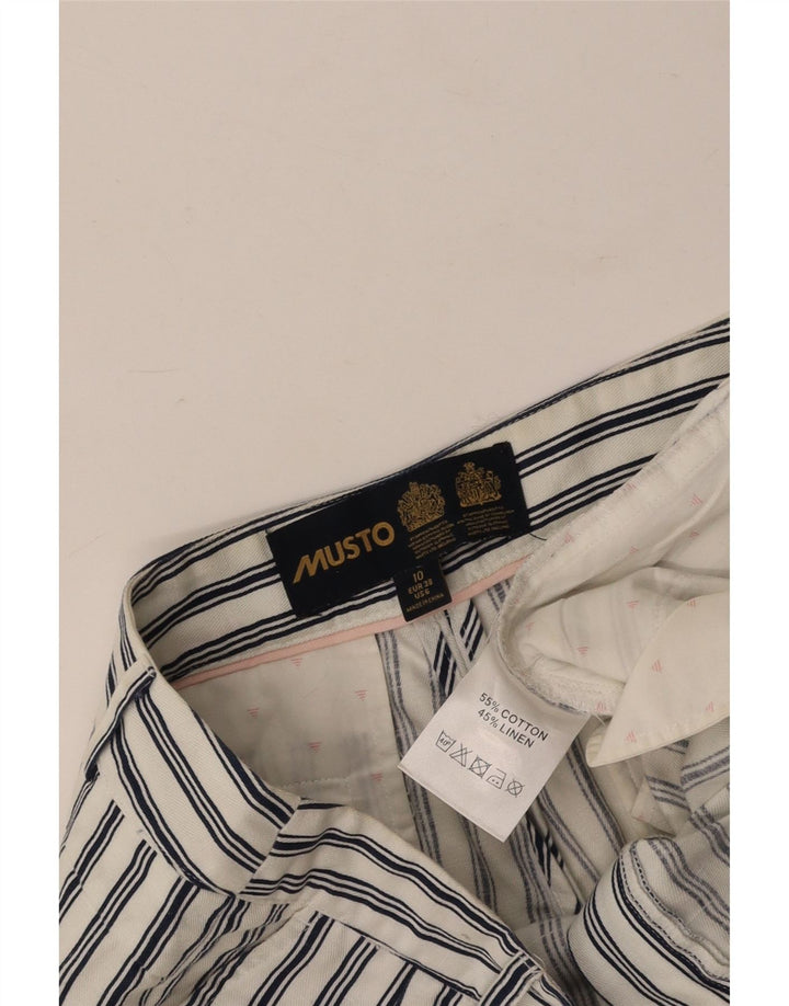 MUSTO Γυναικείο σορτς Chino UK 10 Small W27 Λευκό ριγέ βαμβακερό