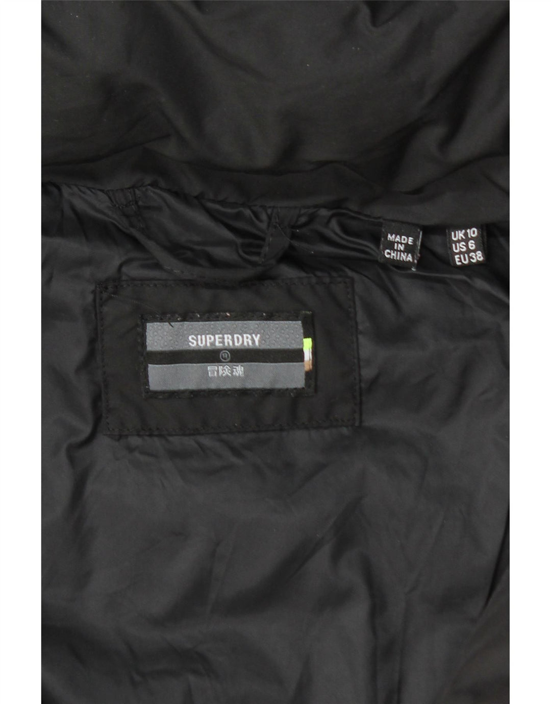 SUPERDRY Womens Hooded Padded Coat UK 10 Small Black Polyester