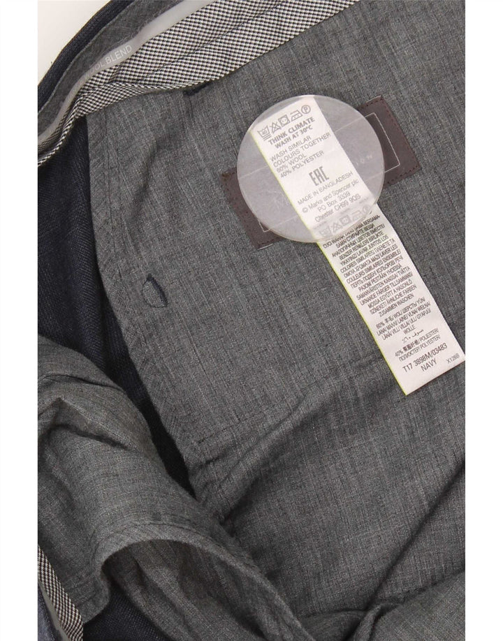 Marks & Spencer Ανδρικό παντελόνι με φόρμα W42 L31 Navy Blue Check