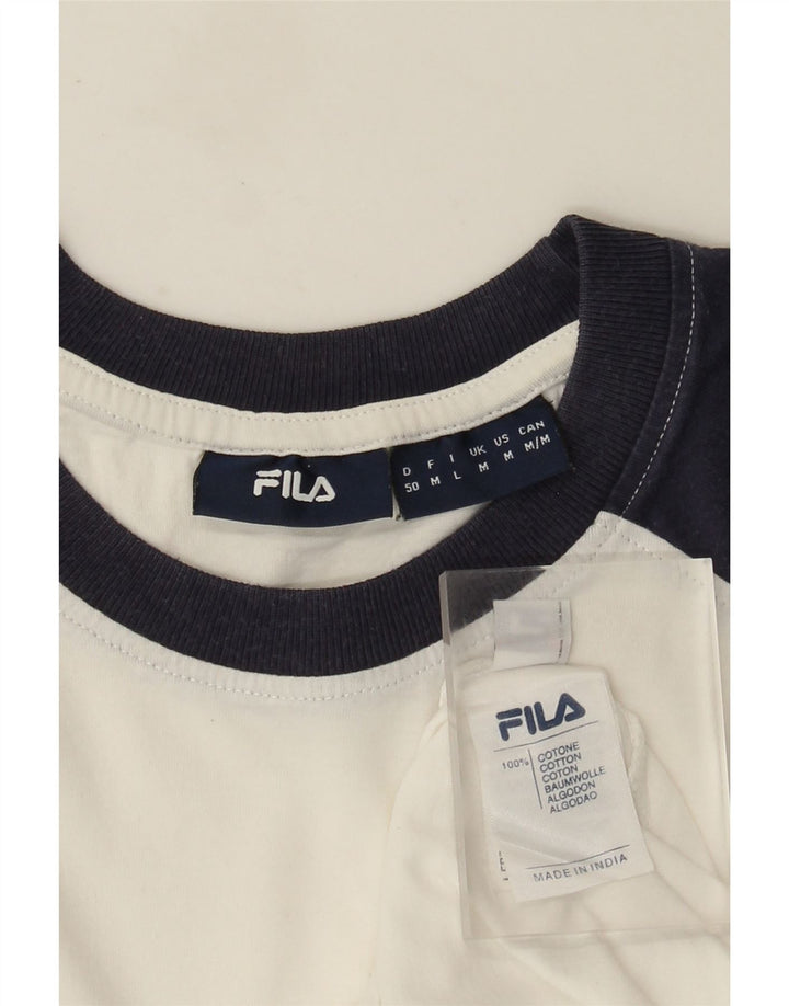 Ανδρικό γραφικό μπλουζάκι Fila Top μεσαίο λευκό χρώμα, βαμβακερό