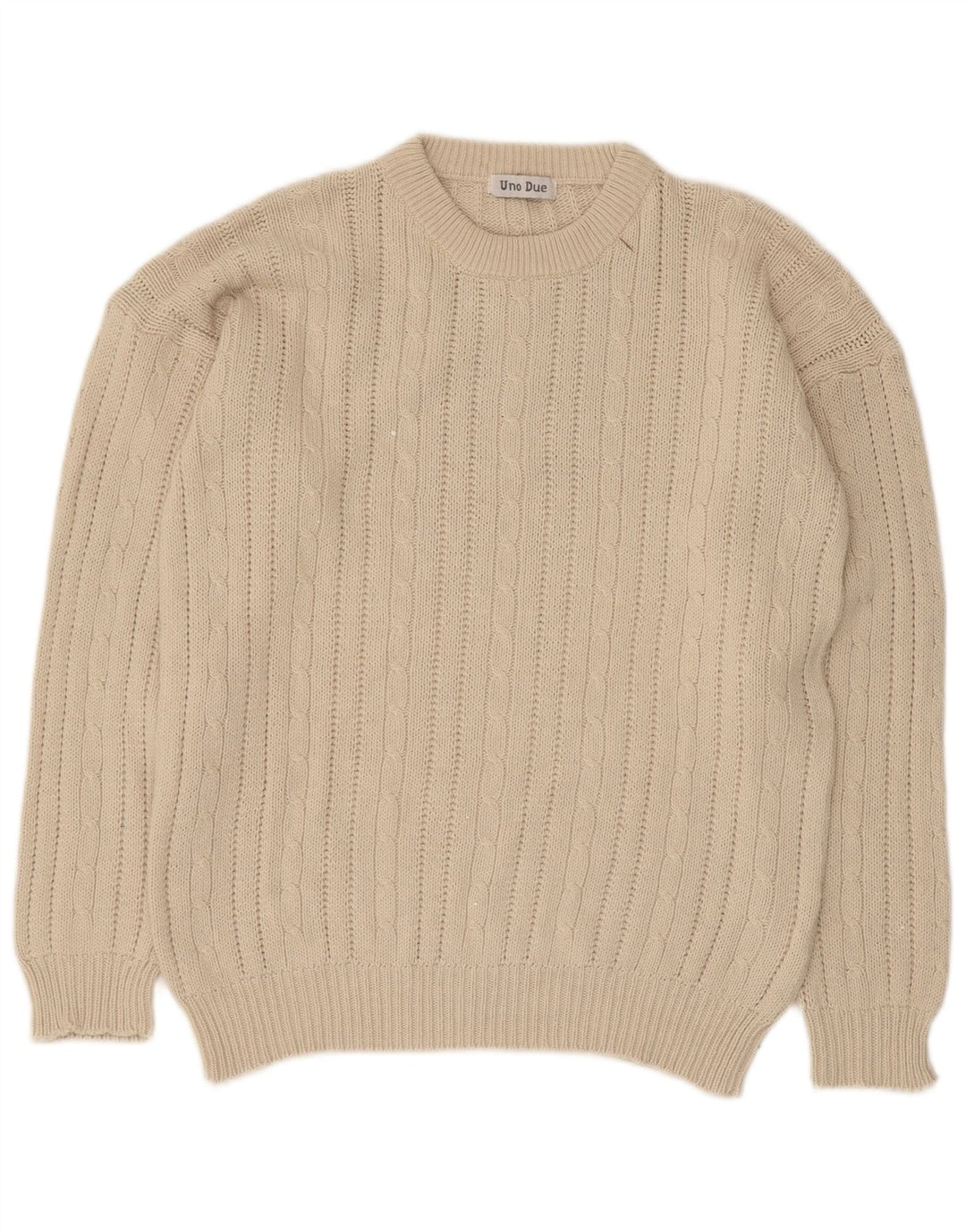 Ανδρικό πουλόβερ Uno Due Crew Neck Jumper Μικρό μπεζ βαμβακερό