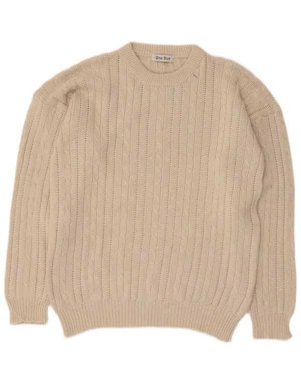 Ανδρικό πουλόβερ Uno Due Crew Neck Jumper Μικρό μπεζ βαμβακερό