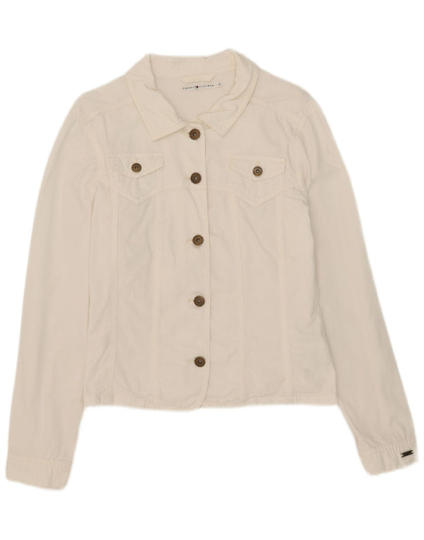 Tommy Hilfiger Γυναικείο Bomber Jacket UK 10 μεγάλο λευκό βαμβακερό