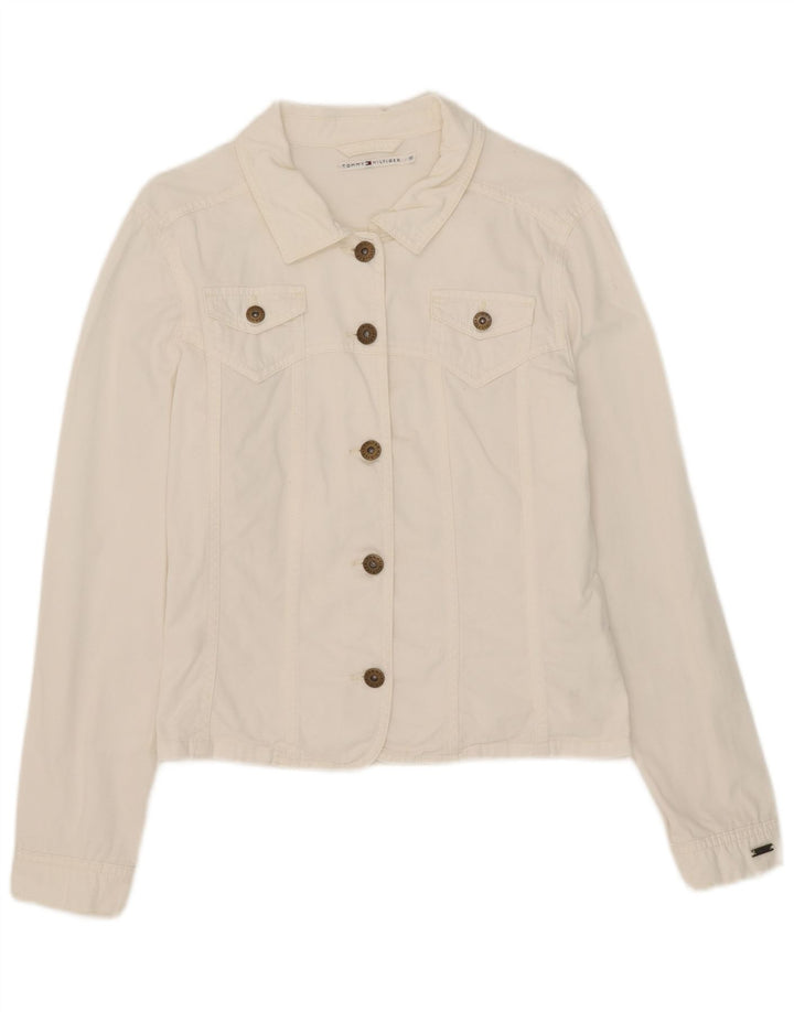 Tommy Hilfiger Γυναικείο Bomber Jacket UK 10 μεγάλο λευκό βαμβακερό