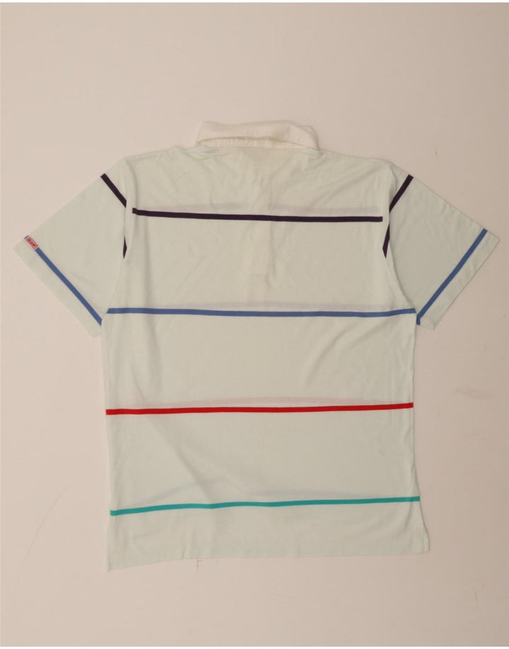 SLAM Mens Polo Shirt XL Blue Striped Cotton Vintage Slam and Second-Hand Slam from Messina Hembry 