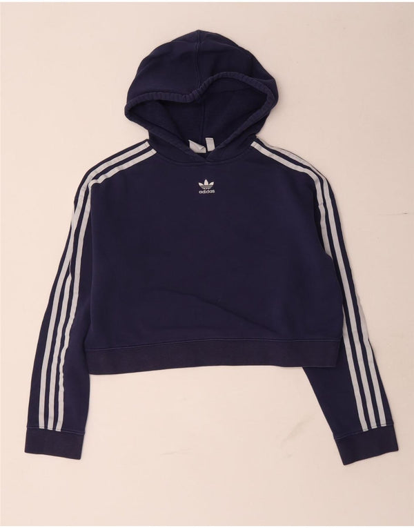 Adidas Γυναικείο πουλόβερ με κουκούλα με φερμουάρ UK 10 Small Navy Blue