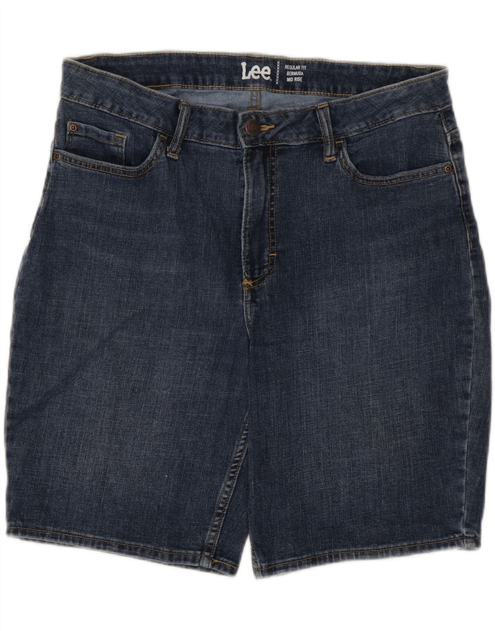 LEE Womens Mid Rise Regular Fit Bermuda Denim Shorts US 14 Large W34 Blue Vintage Lee and Second-Hand Lee from Messina Hembry 