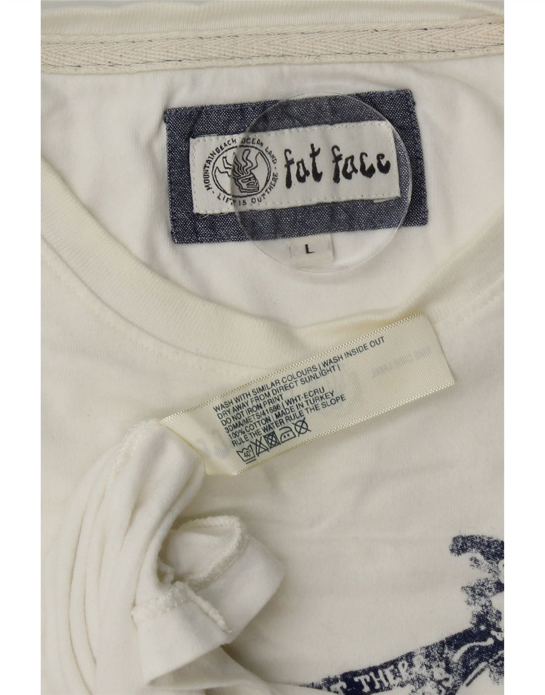 Ανδρικό γραφικό T-Shirt Fat Face Top μεγάλο λευκό βαμβακερό