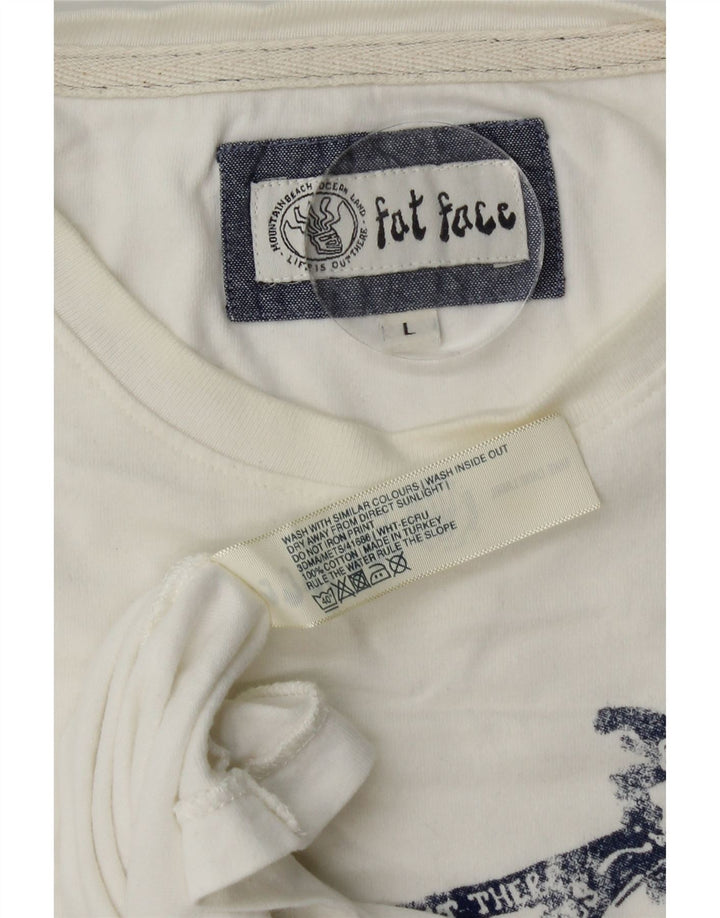 Ανδρικό γραφικό T-Shirt Fat Face Top μεγάλο λευκό βαμβακερό
