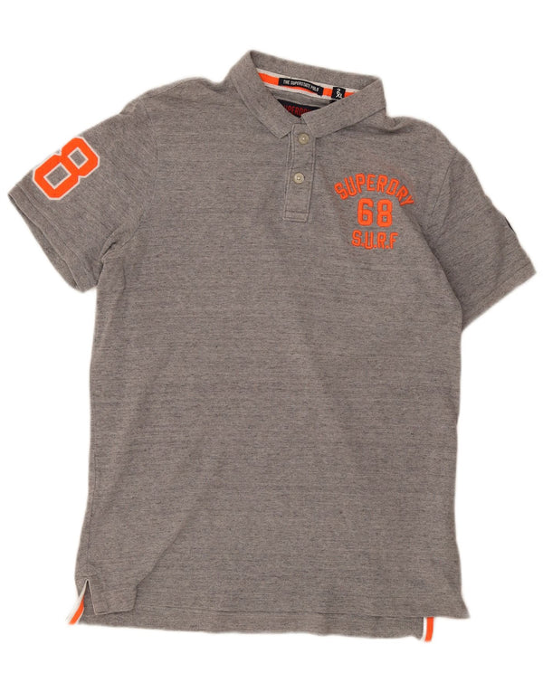 Ανδρικό γραφικό πόλο μπλουζάκι Superdry 2XL γκρι βαμβακερό